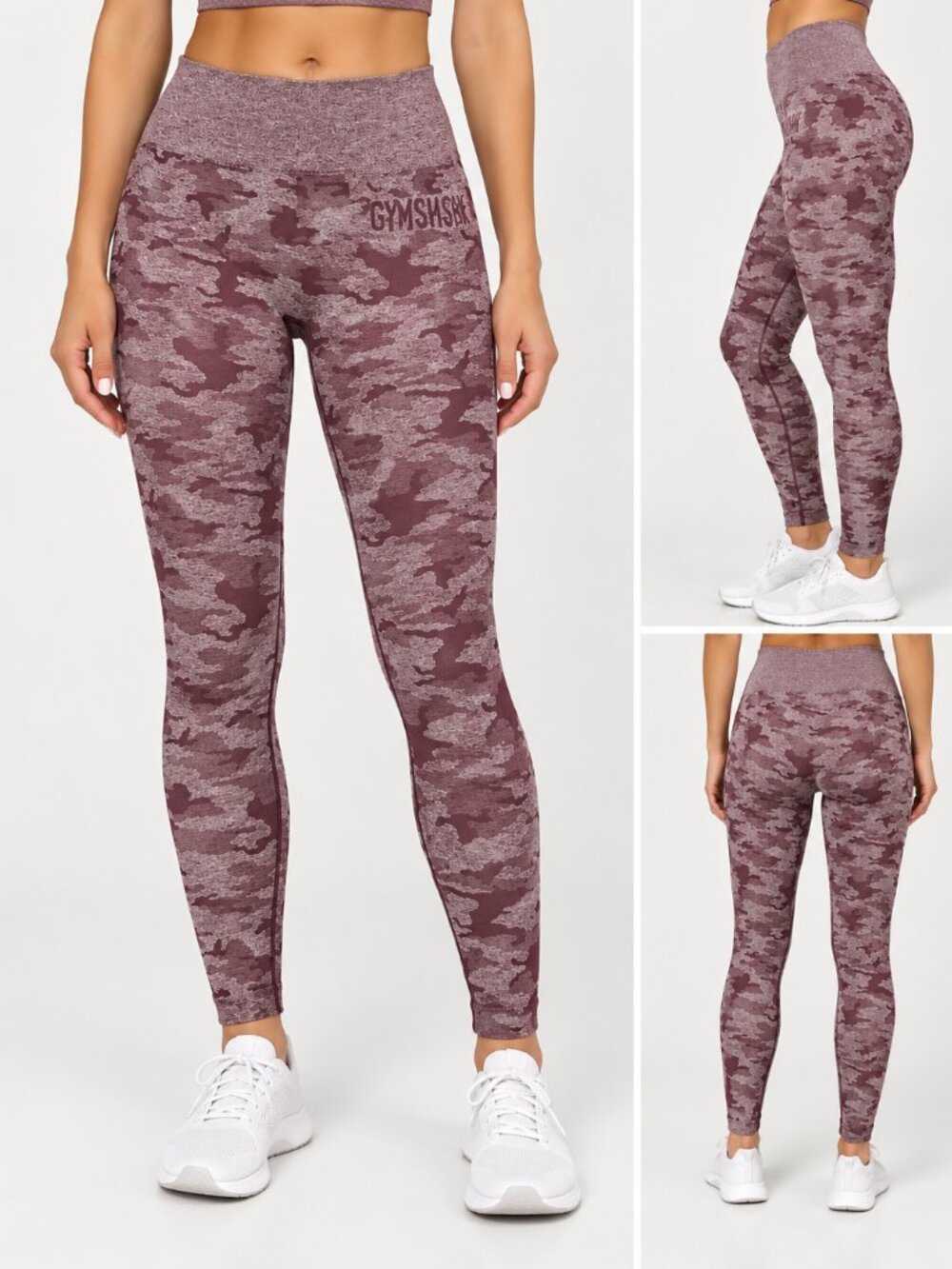 Gymshark Camo Seamless Maroon Pink High Rise Leggings S